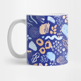 Yellow blue indigo abstract colorful pattern face mask strokes artistic paint Mug